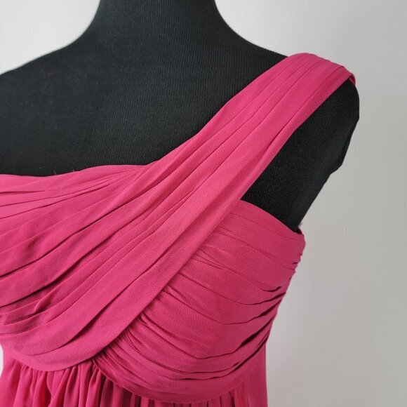 Bill Levkoff Evening Dress One Shoulder Dress Size 10  Pink Ruched Lined Party - Picture 2 of 8